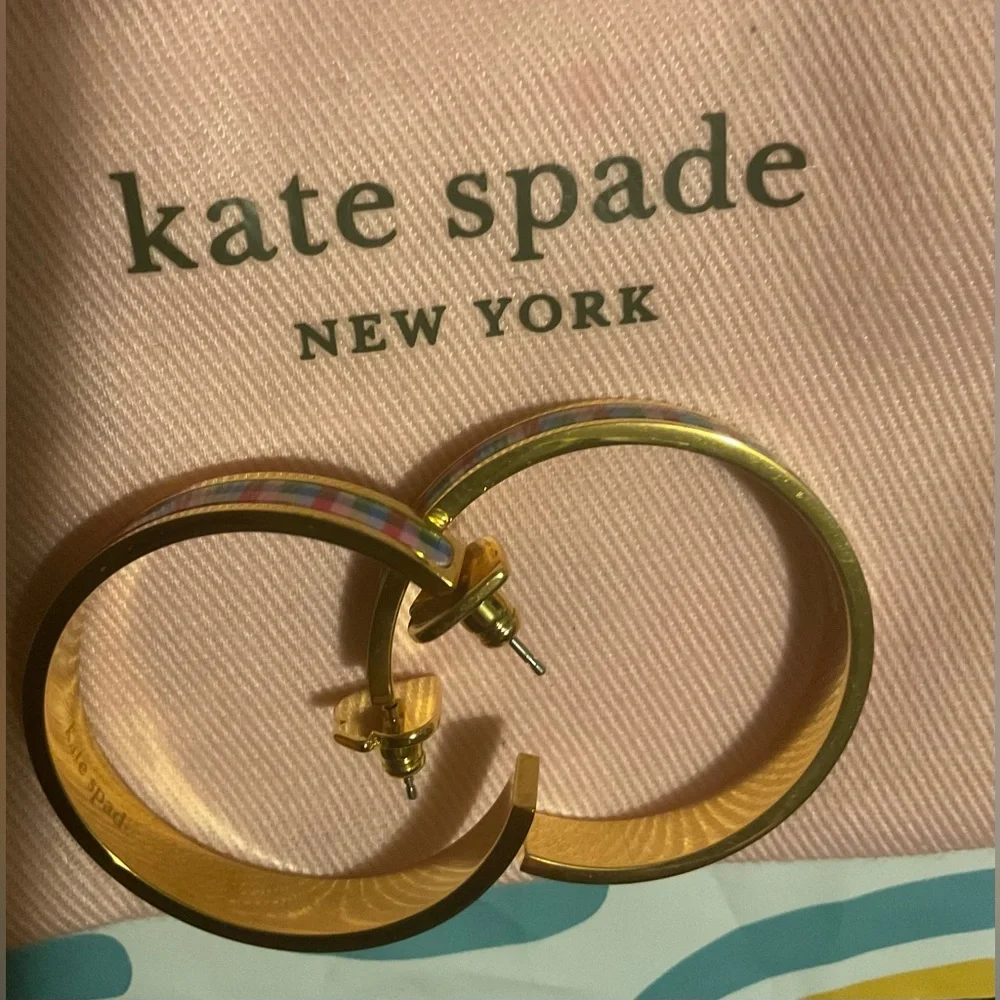 Kate Spade New York Gold plaid hoop earrings